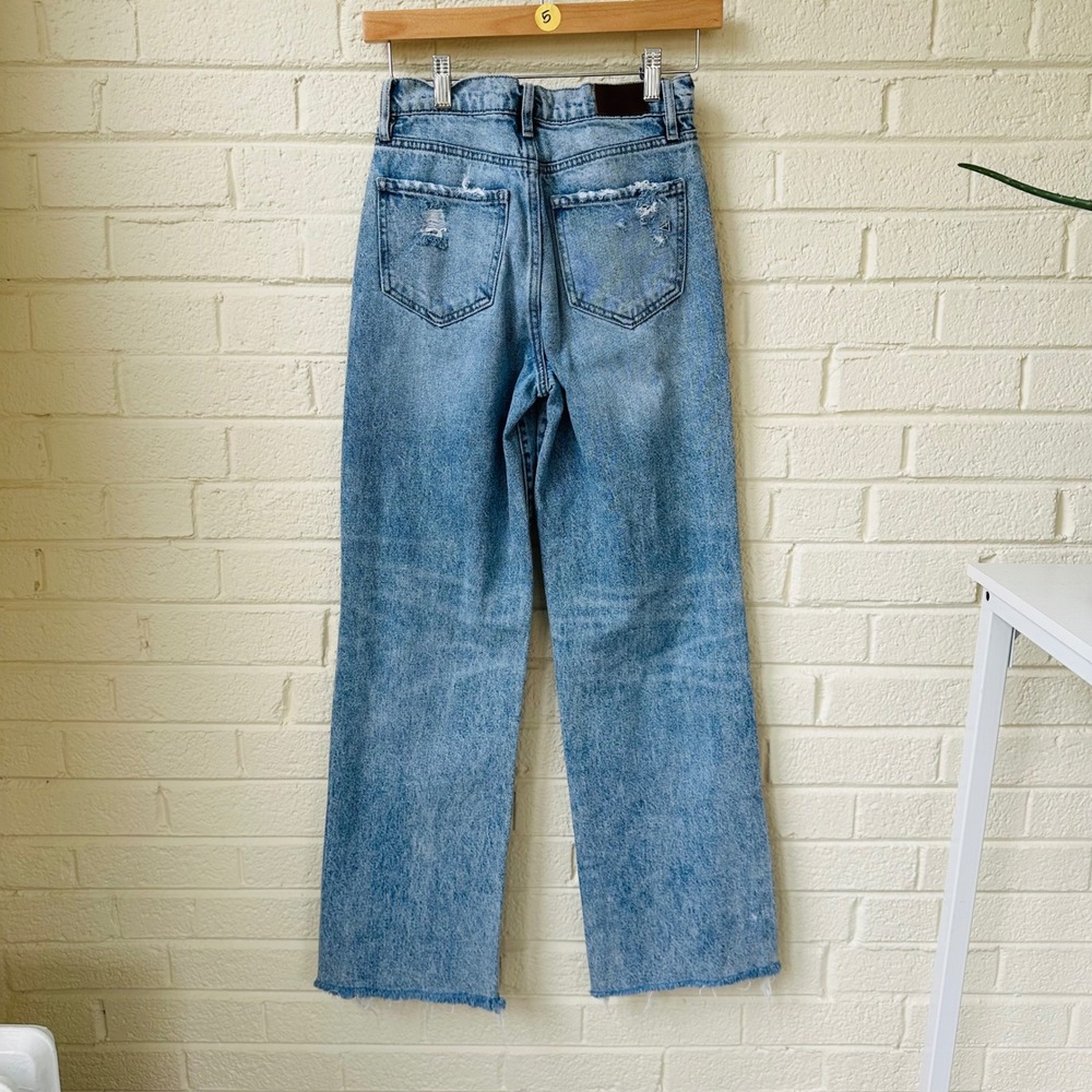 Hidden Jeans High Waisted Wide Leg Distressed Light Wash Button Fly Denim 24 - Picture 8 of 10